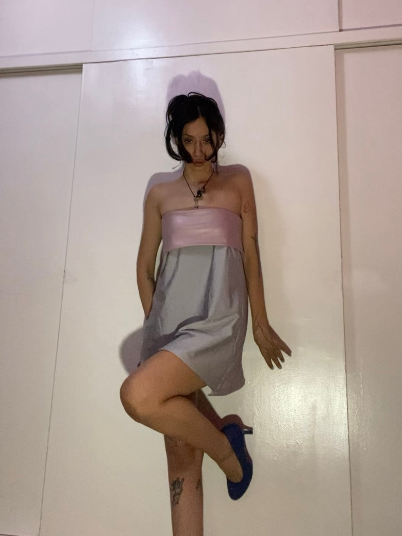 vestido/falda rosa gris