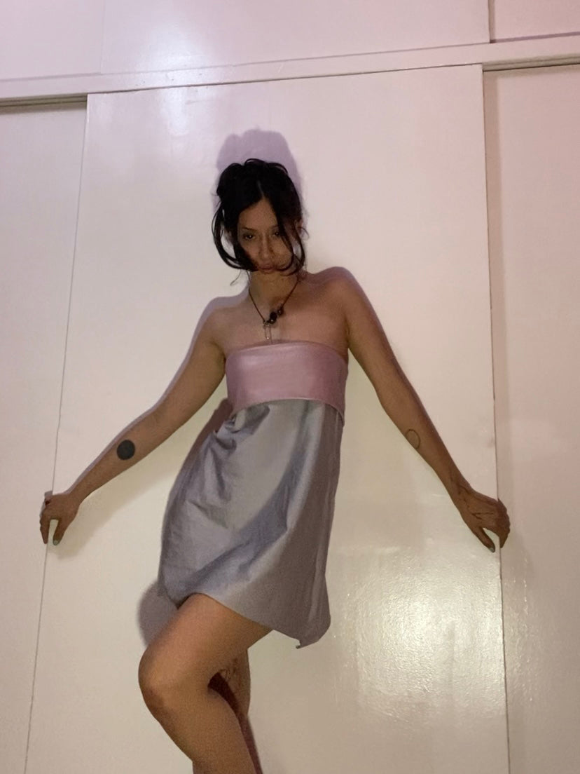 vestido/falda rosa gris